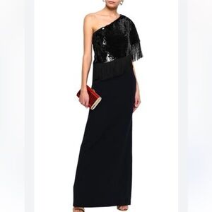 Sachin + Babi Black and Blue Sequin One-Shoulder Dress